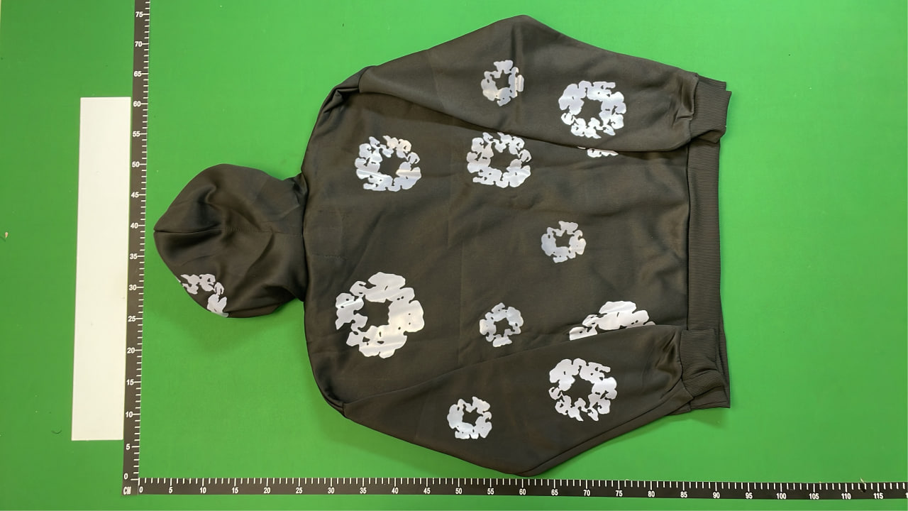 Grey Hoodie with White Floral Pattern - Cozy and Stylish  -3