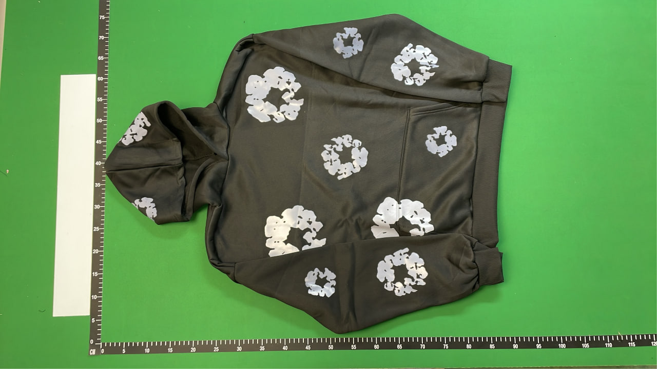 Grey Hoodie with White Floral Pattern - Cozy and Stylish  -4