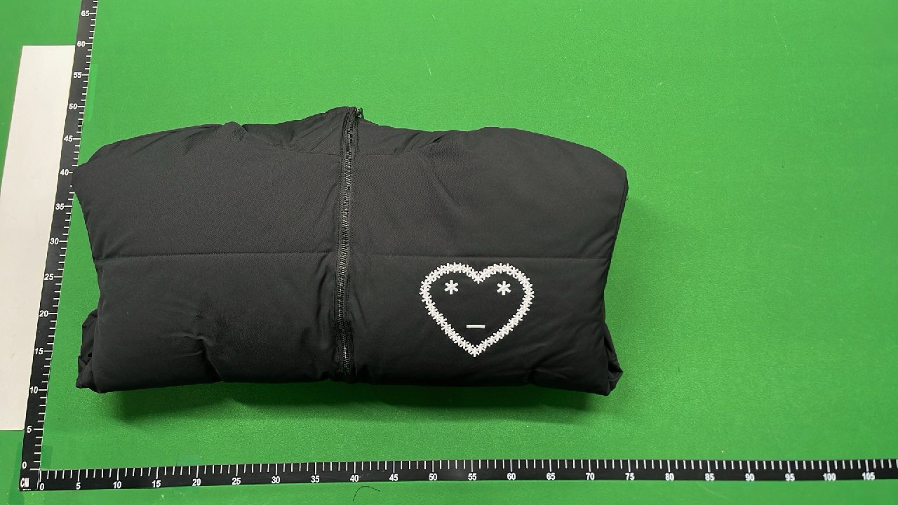 Men's Black Puffer Jacket with Hood and Abstract Design -3