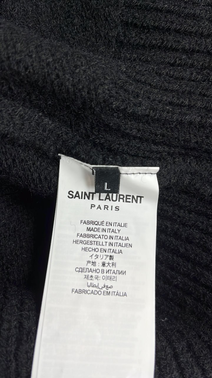 Saint Laurent Men's Black Sweater with Logo Embroidery  -3