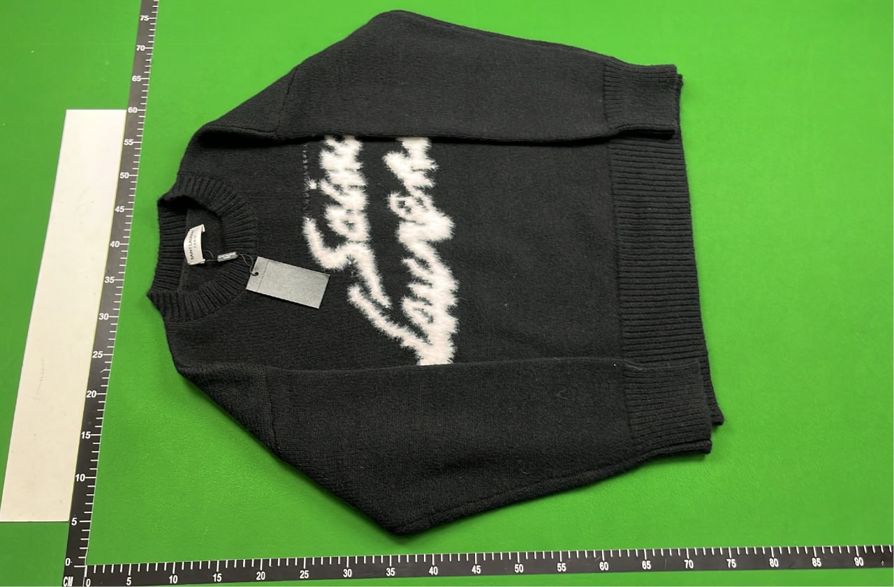 Saint Laurent Men's Black Sweater with Logo Embroidery  -4