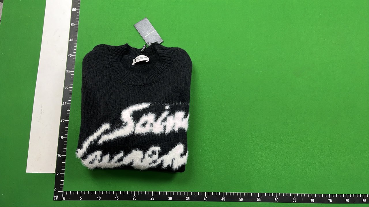 Saint Laurent Men's Black Sweater with Logo Embroidery  -5