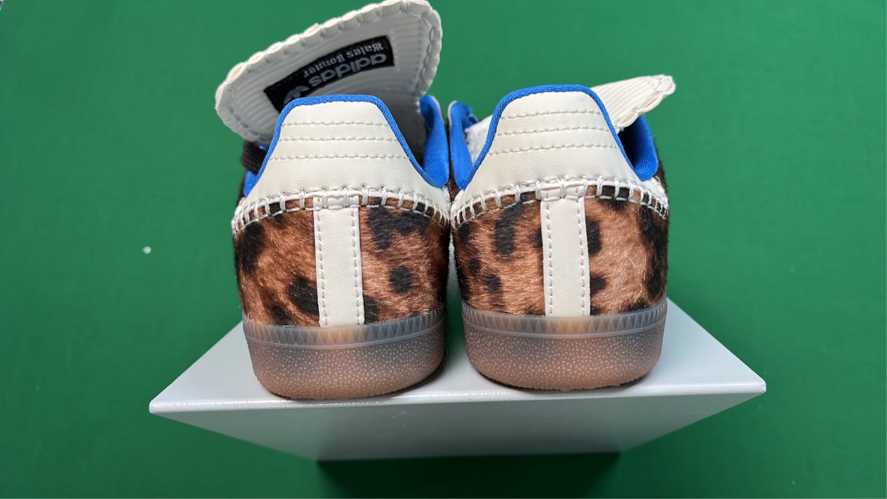 Adidas Leopard Print Sneakers with Blue Trim and Stripes  -3