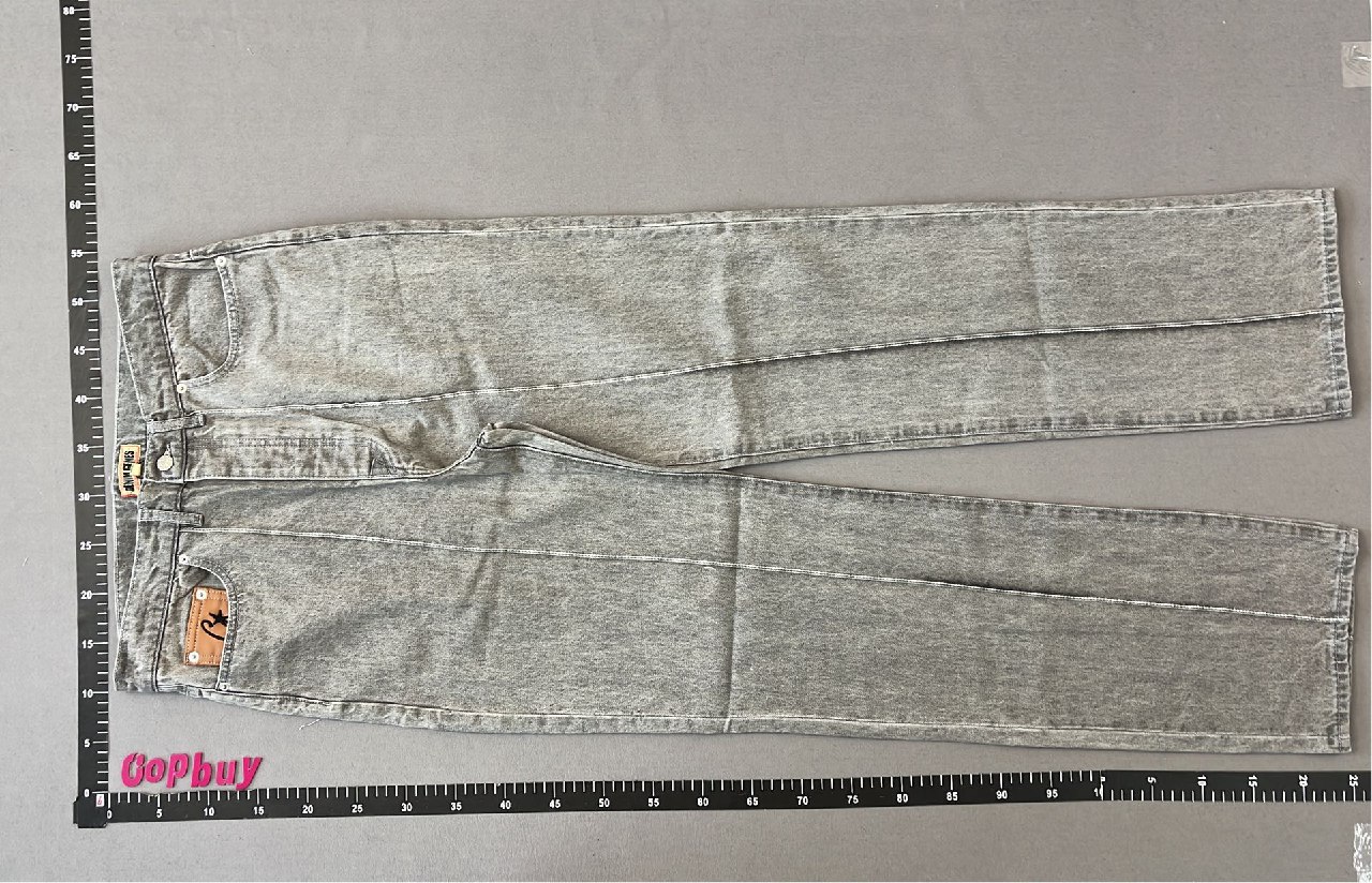  Vintage Gray Denim Jeans with Star and Moon Embroidery  #Vintage #Pants   -3