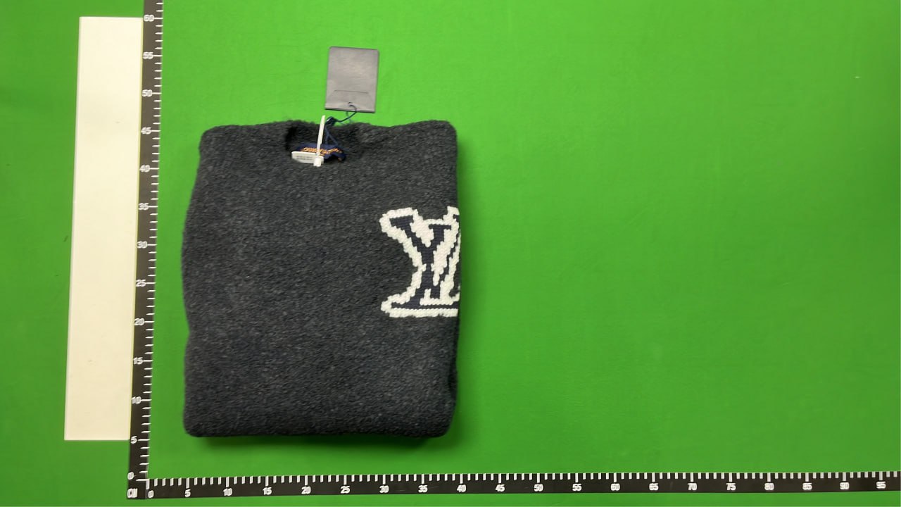 Men's Navy Blue Knit Sweater with Logo Design #Men's #Sweaters   -3