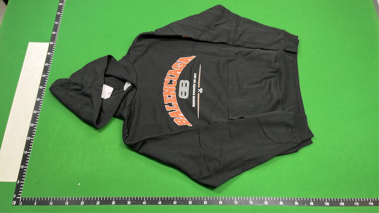   Balenciaga Men's Black Hoodie with Logo Print  #Balenciaga #Hoodies   -2