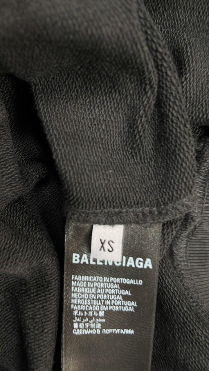   Balenciaga Men's Black Hoodie with Logo Print  #Balenciaga #Hoodies   -4