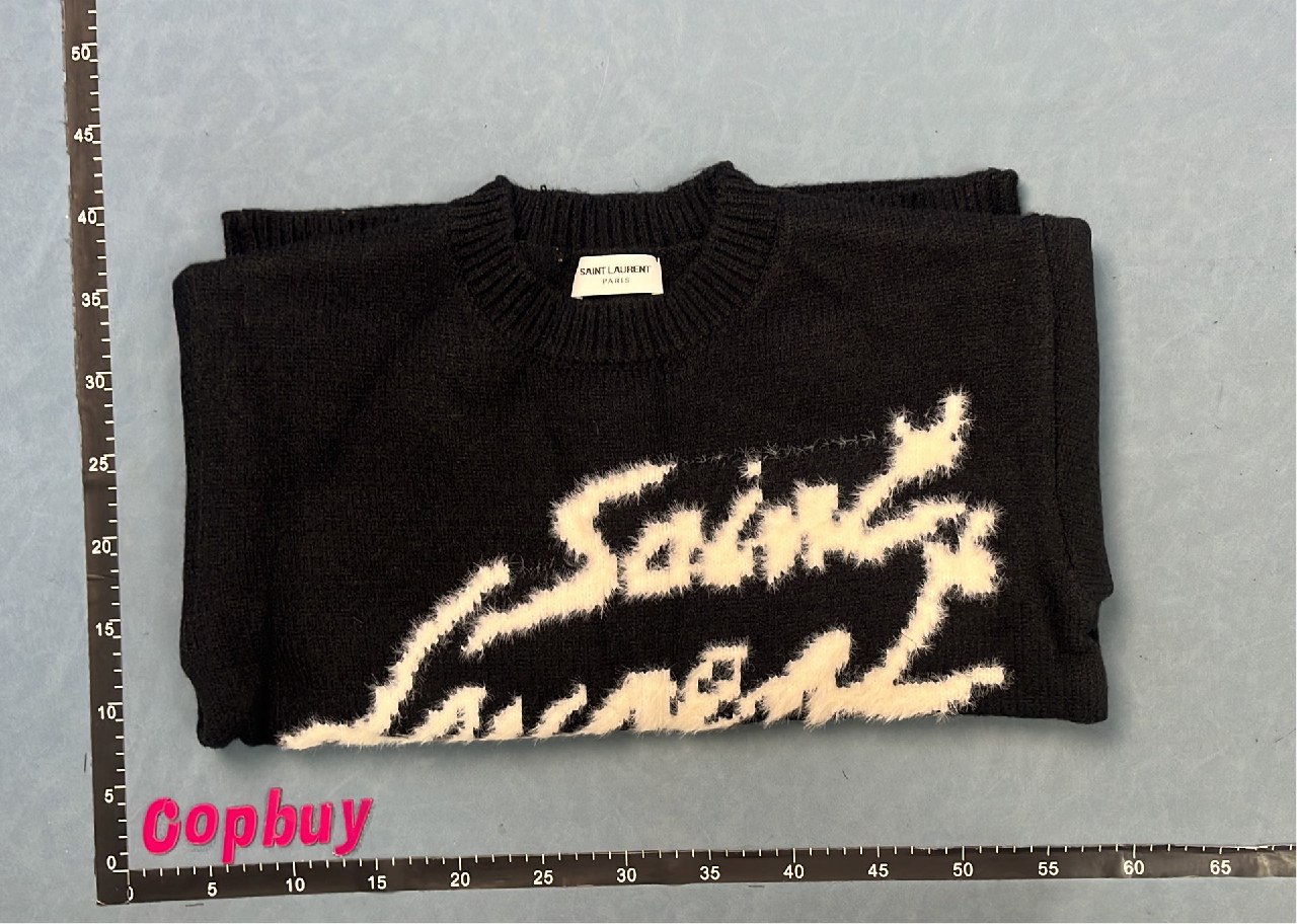 Saint Laurent Black Fuzzy Logo Sweater  #Saint #Sweaters   -2