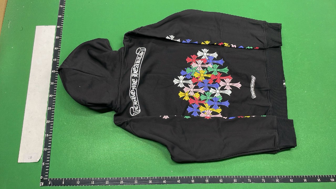 Black Zip-Up Hoodie with Embroidered Logo and Sleeve Patterns  #Black #Hoodies   -4